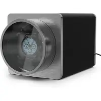 Klarstein TimeSync Uhrenbeweger – Elegantes Design aus veganem Leder und gehärtetem Glas, leiser Mabuchi-Motor, 5 TPD, Batteriebetrieben/Netzstrom, für 1 Automatikuhr, Schwarz-Silber