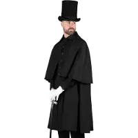 Thetru Herren Kutschermantel, schwarz