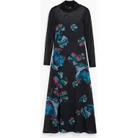 Desigual Kleid für den Alltag Watercolor Lacroix 25WWVK03 Schwarz Regular Fit