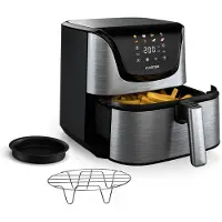 Klarstein AeroVital Deluxe Heißluftfritteuse – 5,4L Airfryer, 1700W, Touch-Display, 8 Programme, Antihaftbeschichtung, Grillrost & Pizzablech, Cooltouch-Gehäuse, Timer & Temperaturkontrolle, Edelstahl