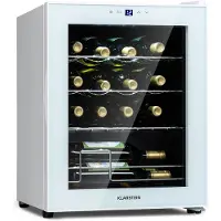 Klarstein Shiraz Weinkühlschrank Freistehend, Kleiner Getränkekühlschrank für Wein, Prosecco & Bier, 1 Zone Weinkühlschrank mit Glastür & Touch-Bedienfeld, Kühlschrank Klein, 5-18°C, 16 Flaschen