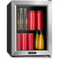 Klarstein Harlem Getränkekühlschrank 23 Liter 1 Metallrost Glastür Silber