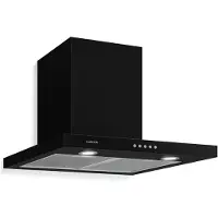 Klarstein Limelight Dunstabzugshaube - Edelstahl Wandhaube, Abzugshaube mit 3 Leistungsstufen, 600 m³/h, Digitalanzeige, LED-Beleuchtung, 64 dB, 60 cm Breite, schwarz