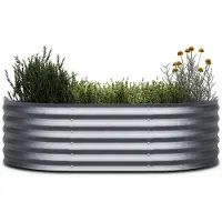 Blumfeldt High Grow Extended Hochbeet - Ergonomisches 300-l-Hochbeet aus Galvalume-Stahl, Rost- und Frostsicher, 150 x 60 x 43 cm, Halbrundes Design für Garten, Blumen und Gemüse, Einfache Montage