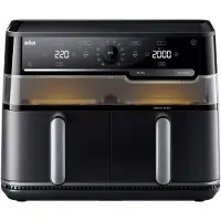 Braun TD 5053I BK, Heißluftfritteuse, 10 l, Doppel, Schwarz, Drehregler, Eigenständig