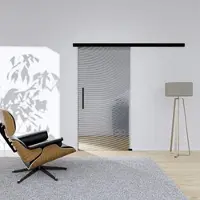 Hansaglas Glasschiebetür Cora 2 900 x 2050 mm DIN Rechts Komplettset Schwarz Griffstange