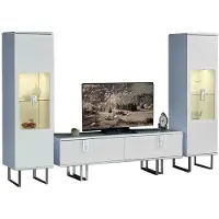 Xl Moebel Gmbh Garnitur Vitrinen Schränke TV Ständer Weiß Wohnzimmer 3tlg Sideboard