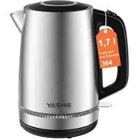 YASHE Wasserkocher Edelstahl 1,7L 2200W Mit Kalkfilter