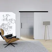 Hansaglas Glasschiebetür Loft 5 1025 x 2050 mm Komplettset Schwarz Griffstange SoftClose