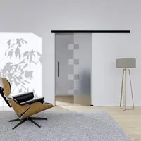 Hansaglas Glasschiebetür Cube 1 775 x 2050 mm Komplettset Schwarz Griffstange SoftClose