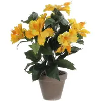 Mica Hibiskus Kunstpflanze im Blumentopf Stan - H40 x Ø30 cm - Gelb