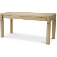 Casa Padrino Luxus Schreibtisch mit 2 Schubladen Beige / Messing 160 x 60 x H. 76 cm - Bürotisch - Computertisch - Büro Möbel - Luxus Möbel - Luxus Einrichtung - Büro Einrichtung - Luxus Qualität
