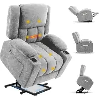 FlexiSpot XL6 Elektrischer Massagesessel mit Aufstehhilfe, Heizfunktion, USB-Anschluss, 105°-165° verstellbar, belastbar bis 200 kg (Hellgrau)