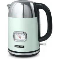 Muse Retro Wasserkocher 1,7 L mit Temperaturanzeige, Filter, Pastellgrün