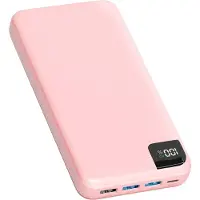 Strex Powerbank Rosa - 27.000 mAh - 22,5W Schnellladegerät - USB-A/USB-C - LED-Anzeige - Universal Powerbank geeignet für iOS/Android, u.a.