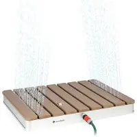Blumfeldt Mobile Gartendusche, Aussendusche für den Garten, Bodendusche mit 4m Fontänenhöhe, Boden-Gartendusche mit Holz-Optik für Pool & Sauna, Außendusche Wasserdicht, Frost- & UV-Beständig
