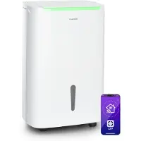 Klarstein DryFy Connect 50L Smart Luftentfeuchter, 50L/24h, WiFi App Steuerung, 7L Tank, Timer, Elektrischer Luftentfeuchter für Räume 45-55m², Entfeuchtungsgerät mit Alexa-Kompatibilität, Weiß