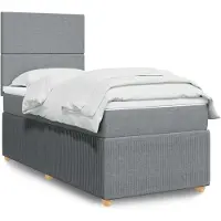 vidaXL Boxspringbett mit Matratze Hellgrau 90x190 cm Stoff
