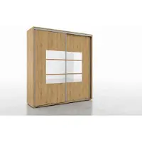 BM-Möbel A2 Schlafzimmerschrank mit 2 Schiebetüren und Spiegel - Artisan - 100 x 62 x 215 cm