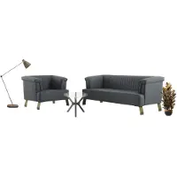 AEA Komfortables Sofa Set Designer Polstercouchen 2x Ledersessel 3-tlg.