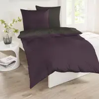 Schiesser Bettwäscheset Rondo | Grafikprint | Renforcé | 2-teilig | 100% Baumwolle | Angenehm weich & glatt | YKK-Reißverschluss | 155x220 cm + 80x80 cm | Aubergine
