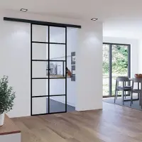 Inova Glasschiebetür 1025 x 2200 mm, 10 Felder Klarglas, Komplettset mit Stabgriff, ohne Softclose