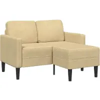 vidaXL 2-Sitzer-Sofa mit Chaiselongue L-Form Graugrün 125 cm Leinen