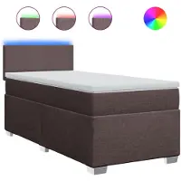 vidaXL Boxspringbett mit Matratze Dunkelbraun 90x190 cm Stoff