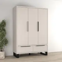 Lomadox Schlafzimmer Kleiderschrank in Kaschmir, 3 Türen, 1 Kleiderstange & 2 Schubladen - HENDERSON-83
