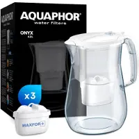 AQUAPHOR "Wasserfilter Kanne Onyx inkl. 3 MAXFOR+ Kartuschen, 4,2 L, Weiß