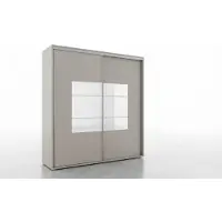 BM-Möbel A2 Schlafzimmerschrank mit 2 Schiebetüren und Spiegel - Kaschmir - 230 x 62 x 245 cm