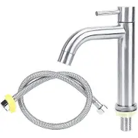 OEM Badezimmer-Wasserhahn aus Edelstahl - Einhandgriff - Verchromtes Design - Auslassbereich 12 cm