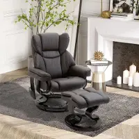 SUGIFT 10 Massagepunkte 360° drehbar, Massagesessel mit Hocker & Seitentasche, Relaxsessel Kunstleder, Braun | bis 160 kg | 79x82x101 cm | 145° neigbar