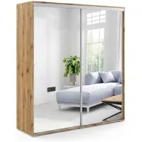 BM-Möbel A1 Schlafzimmerschrank mit 2 Schiebetüren, Spiegel - Artisan - 175 x 62 x 215 cm