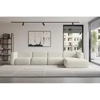 ALTDECOR Ecksofa - MIRA-L3 - 409x179x70 - Creme - Corner Sofa Eckcouch Couch L-Form, links/rechts angeordnet