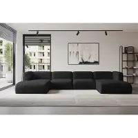 ALTDECOR Ecksofa - MIRA-U2 - 408x179x70 - Schwarz - Corner Sofa Eckcouch Couch U-Form, Wohnlandschaft