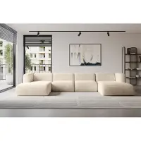 ALTDECOR Ecksofa - MIRA-U2 - 408x179x70 - Beige - Corner Sofa Eckcouch Couch U-Form, Wohnlandschaft