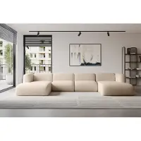 ALTDECOR Ecksofa - MIRA-U2 - 408x179x70 - Beige - Corner Sofa Eckcouch Couch U-Form, Wohnlandschaft