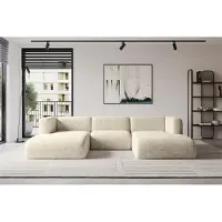 ALTDECOR Ecksofa - MIRA-U1 - 317x179x70 - Creme - Corner Sofa Eckcouch Couch U-Form, Wohnlandschaft