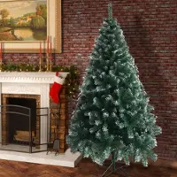 FANNOU Weihnachtsbaum, 1 Stück, grün, 6ft, 650 Spitzen, PVC, weiß bespitzt, für Weihnachten