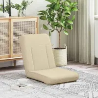Markenlos Cremefarbener, verstellbarer Fußsessel aus Stoff, 50x73x60 cm, gepolstert und faltbar, mit Rückenlehne in mehreren Positionen für Wohnzimmer, Schlafzimmer, Meditation, Lesen und Gaming