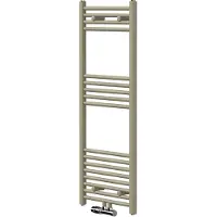 LuxeBath Handtuchheizkörper 500x1200 mm mit Wand-Ventil, Badheizkörper mit Mittelanschluss, Handtuchtrockner Handtuchhalter für Badezimmer, Beige