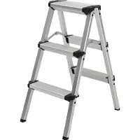 Craftfull Doppel-Klapptritt CF-131A | Aluminium-Trittleiter - Anti-Rutsch - Leiter - Klappbar - Sicherheitsbügel - 150 kg - 2-5 Stufen (2 x 3 Stufen)