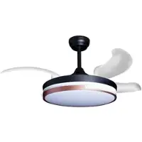 Eclipse Deckenventilator mit Beleuchtung – schwarze Basis, modernes Design & LED-Licht, Ventilatorenmodel: Florea