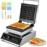 Vevor kommerzielles Waffeleisen Waffelmaschine 2000 W antihaftbeschichtetes belgisches Waffeleisen aus Edelstahl mit Temperatur- und Zeitregelung