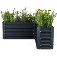 Blumfeldt Hochbeet 160x160, L-förmiges Gartenhochbeet 742 L Aus Wetterfestem Galvanostahl, Ergonomisch & Rostbeständig Mit Offenem Boden Für Optimale Drainage & Einfacher Montage