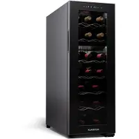 Klarstein Freistehender Weinkühlschrank 2 Zonen, Getränkekühlschrank Klein, Kleiner Weinschrank, Wein-Kühlschrank Klein mit Glastür, Indoor/Outdoor Flaschenkühlschrank, Wine Fridge, 18 Flaschen