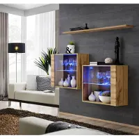 AEA Wohnzimmer Schränke Vitrine Wand Regal Luxus Wohn Zimmer Braun Set 3tlg.