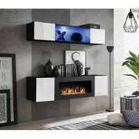 Xl Moebel Gmbh Hänge Sideboard Wohnzimmer Hochglanz mit Kamin Möbel Wandschrank Schrank 2 tlg.