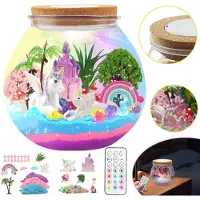 Lynker Einhorn‑Terrarium‑Set mit LED‑Nachtlicht, DIY‑Dekoset mit Fernbedienung, 13‑Farben‑Beleuchtung, Zauberhafte Deko‑Lampe für Zuhause
